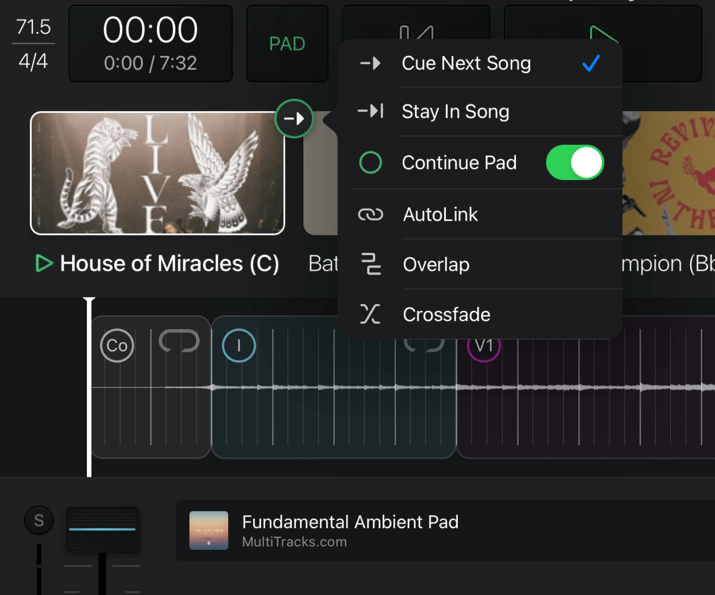 Pad Player in Playback MultiTracks